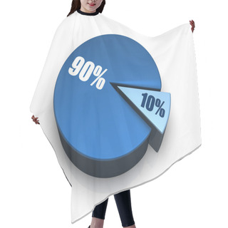 Personality  Blue Pie Chart With Ten And Ninety Percent, 3d Render Hair Cutting Cape
