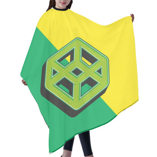 Personality  3d Outlined Shape Green And Yellow Modern 3d Vector Icon Logo Hair Cutting Cape