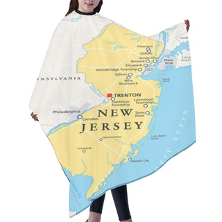 Personality  New Jersey, NJ, Political Map With Capital Trenton. State In The Mid-Atlantic Region Of Northeastern United States Of America. The Garden State. Most Densely Populated US State. Illustration. Vector. Hair Cutting Cape