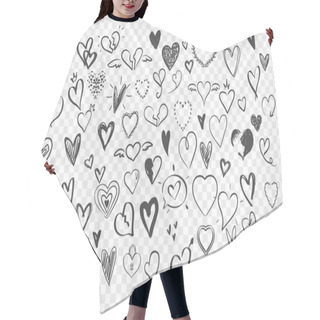 Personality  Doodle Sketches, Hearts Set Hair Cutting Cape