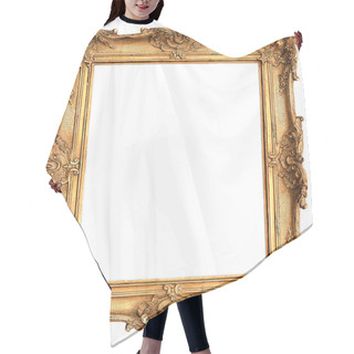 Personality  Antique Golden Frame Isolated On White Hair Cutting Cape