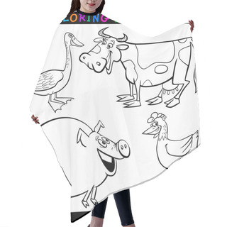 Personality  Farm Animals For Coloring Book Or Page Hair Cutting Cape