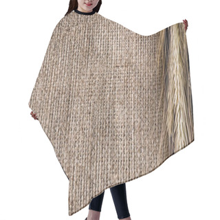 Personality  Close Up View Of Wheat On Sackcloth Background Hair Cutting Cape
