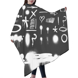 Personality  White Spray Symbols Against Black Background Hair Cutting Cape