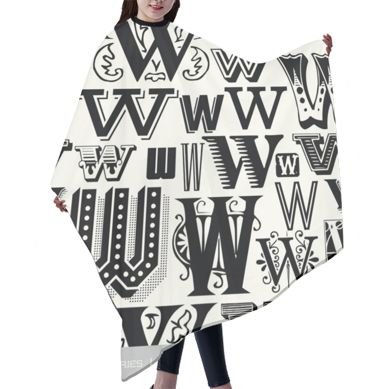 Personality  Seamless vintage pattern of the letter w hair cutting cape