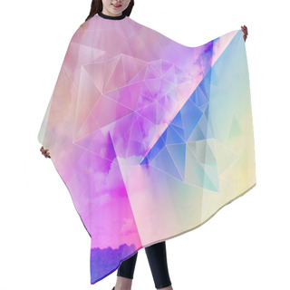 Personality  Bright Abstract Triangles Blue Background. Hair Cutting Cape