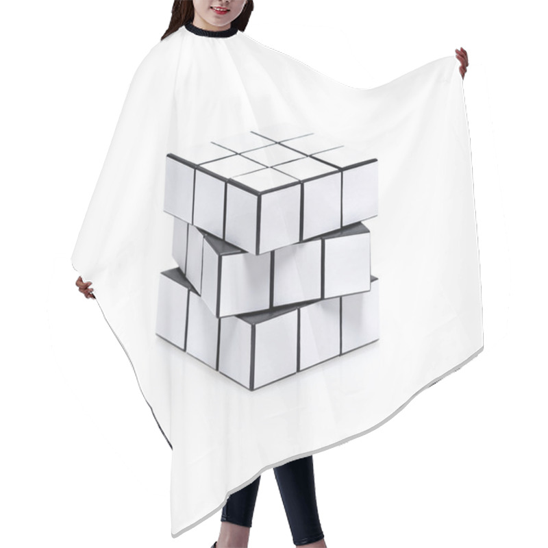 Personality  Blank white cubic twist puzzle hair cutting cape