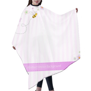 Personality  Vector Pink Striped Background With Bees And Flowers Hair Cutting Cape