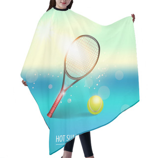 Personality  Vector Illustration Of Tennis Items Hair Cutting Cape