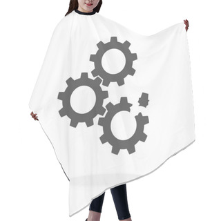 Personality  Broken Machine Mechanism - Vector Illustration Black Silhouette Icon Hair Cutting Cape