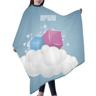 Personality  Vector Background With Cubes On Cloud. Hair Cutting Cape