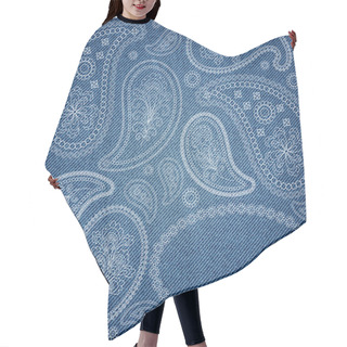Personality  Denim Background With Ornate Paisley Pattern Hair Cutting Cape