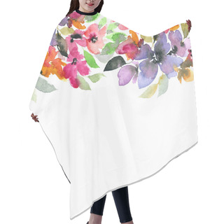 Personality  Floral Decorative Border. Watercolor Floral Background.  Hair Cutting Cape