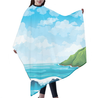 Personality  Seascape With Waives And Island Hair Cutting Cape