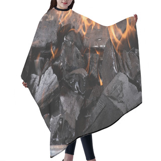 Personality  Bright Burning Black Coals In Iron Barbecue Grill Hair Cutting Cape