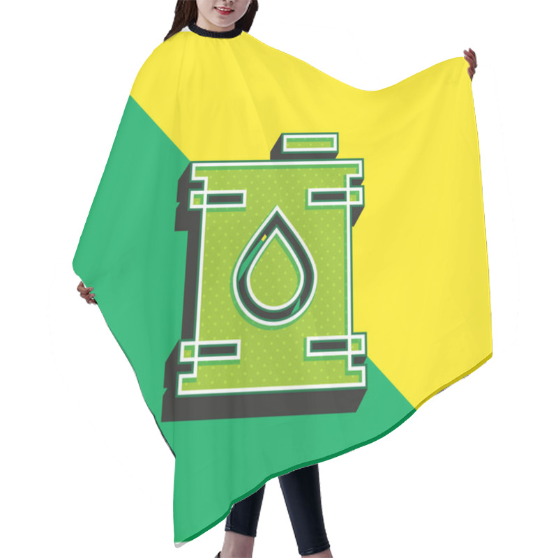 Personality  Barrel Green And Yellow Modern 3d Vector Icon Logo Hair Cutting Cape