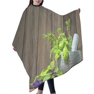 Personality  Mortar With Herbs Hair Cutting Cape