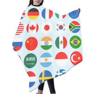 Personality  Circle Flags Vector Of The World. Hair Cutting Cape