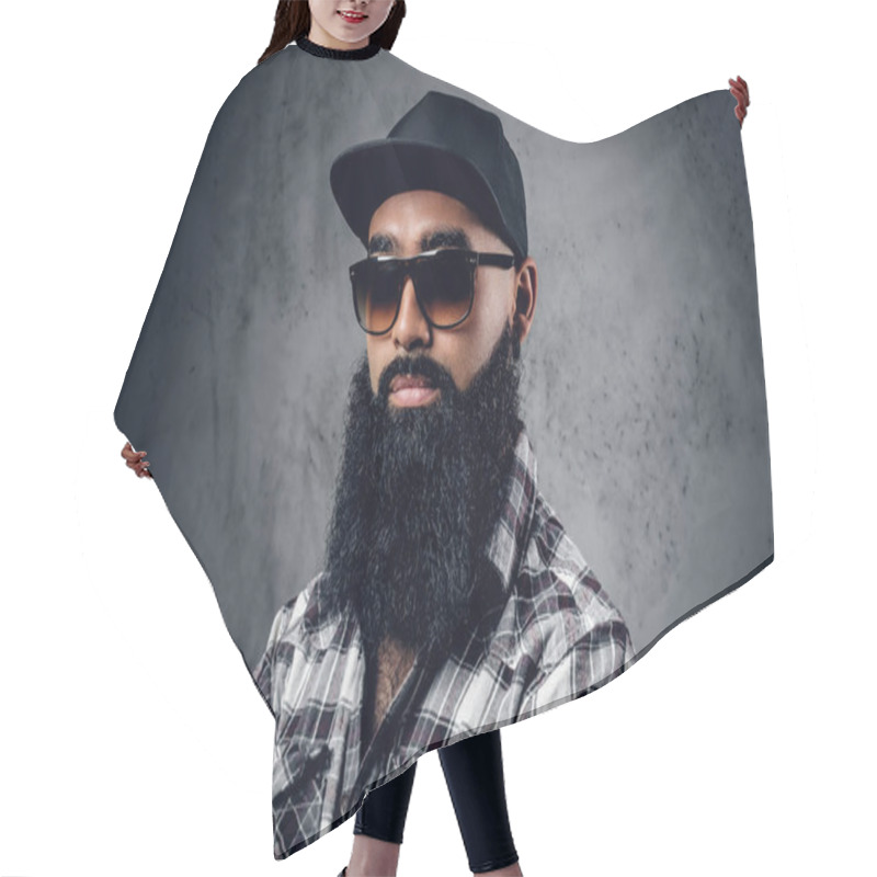 Personality  Pensive Black Bearded Man Hair Cutting Cape