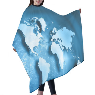 Personality  World Map On A Technological Background, Glowing Lines Symbols Of The Internet, Radio, Television, Mobile And Satellite Communications. Elements Of This Image Furnished By NASA Hair Cutting Cape