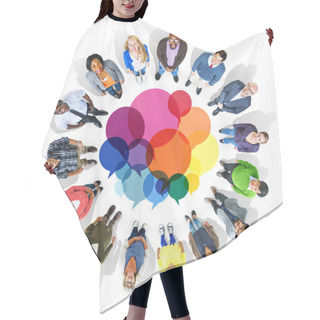 Personality  Casual People With Speech Bubbles Hair Cutting Cape