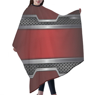 Personality  Geometric Background, Red Frame With Metal Grille. Hair Cutting Cape