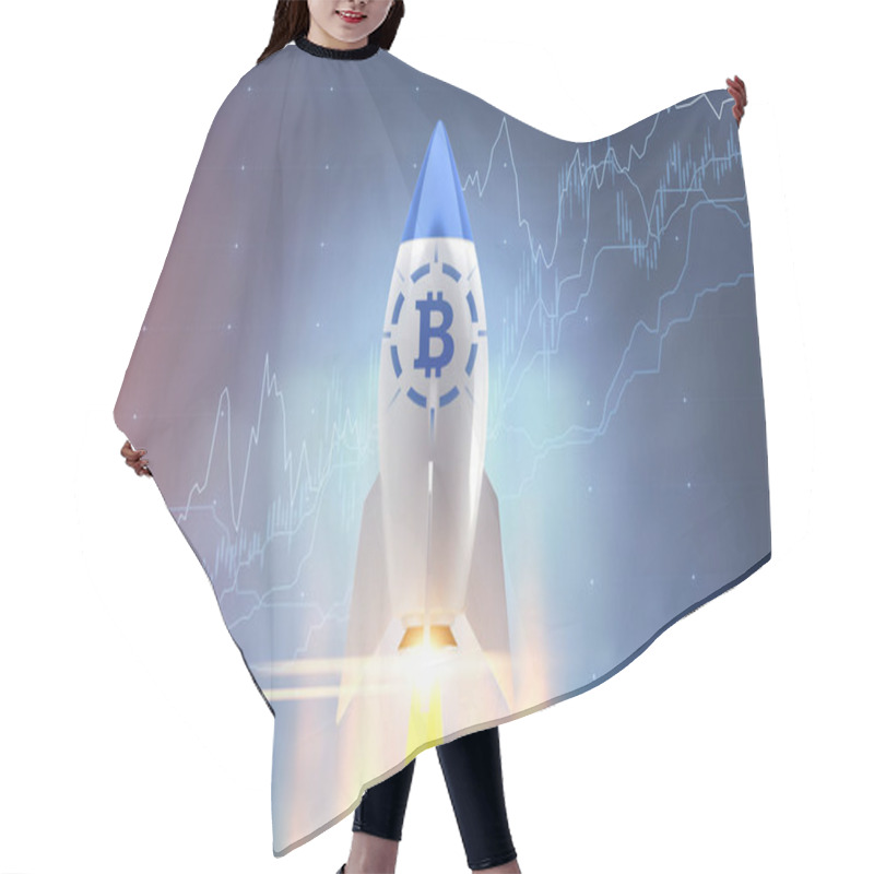 Personality  Bitcoin Rocket And Graphs Hair Cutting Cape