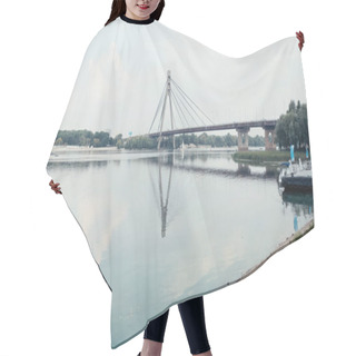 Personality  Bridge Over Wide River Under Cloudy Sky Hair Cutting Cape