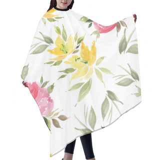 Personality  Watercolor Flower Pattern Hair Cutting Cape