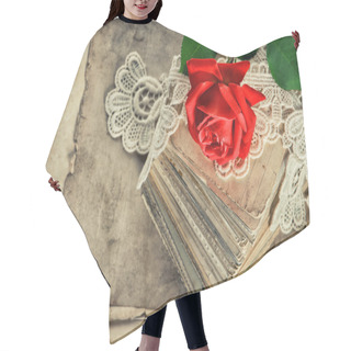 Personality  Love Letters, Rose Flower And Antique Lace Hair Cutting Cape