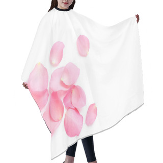 Personality  Fresh Pink Rose Petals On White Background, Top View Hair Cutting Cape