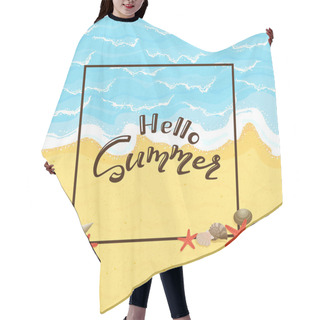 Personality  Sandy Beach With Ocean And Lettering Hello Summer Hair Cutting Cape