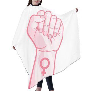 Personality  Female Fist With Sign Of Feminism Hair Cutting Cape