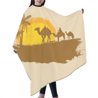 Personality  Camel And Palms On Grunge Background Hair Cutting Cape