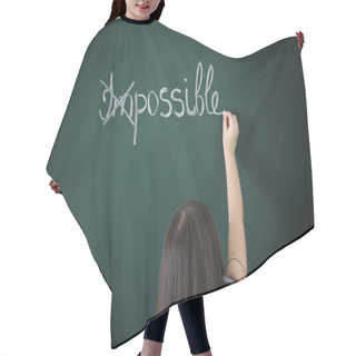 Personality  Little Girl Transforming Word On Chalkboard Hair Cutting Cape