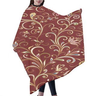 Personality  Abstract Vintage Pattern With Decorative Flowers, Leaves And Paisley Pattern In Oriental Style. Hair Cutting Cape