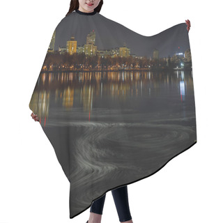 Personality  Dark Cityscape With Illuminated Buildings, Waves On River And Night Sky Hair Cutting Cape