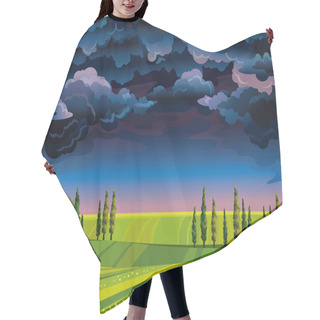 Personality  Stormy Sky And Green Meadow. Hair Cutting Cape