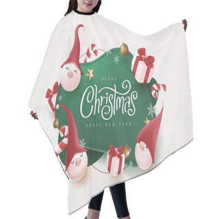 Personality  Merry Christmas And Happy New Year Banner With Cute Gnome And Festive Decoration For Christmas Hair Cutting Cape