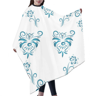 Personality  Floral Ornament In Blue Tones Hair Cutting Cape