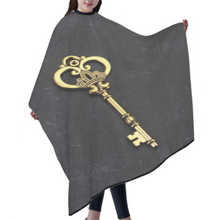 Personality  Golden Key With King's Crown On Black Background Hair Cutting Cape