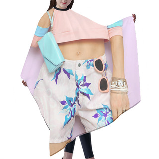 Personality  Pastel Colors, Floral Print. Fresh Summer Style. Fashion Girl. Hair Cutting Cape