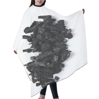 Personality  Top View Of Black Coals On White Background Hair Cutting Cape