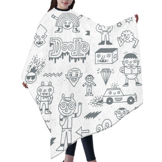 Personality  Abstract Doodle Characters Set Hair Cutting Cape