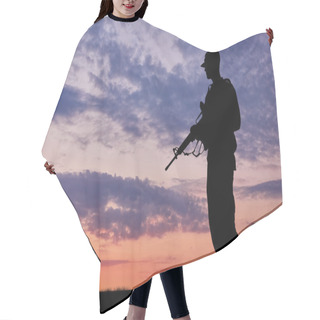 Personality  Silhouette Of Soldier With A Gun Hair Cutting Cape