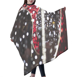 Personality  Glowing Colorful Figure Of Lights, Festive Decoration Of The City At Night For Christmas. Hair Cutting Cape
