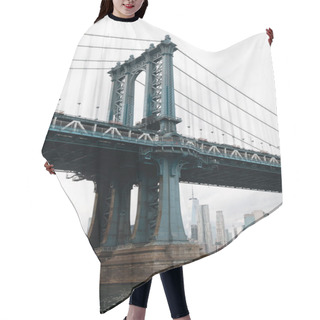 Personality  Manhattan Bridge And Cityscape Of New York City Skyscrapers Under Cloudy Sky Hair Cutting Cape