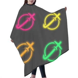 Personality  Airplane Travelling Around Earth Four Color Glowing Neon Vector Icon Hair Cutting Cape
