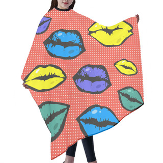 Personality  Women's Colorful Lipstick Marks Hair Cutting Cape