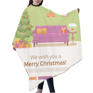 Personality  Christmas Room Interior In Colorful Cartoon Flat Style Hair Cutting Cape